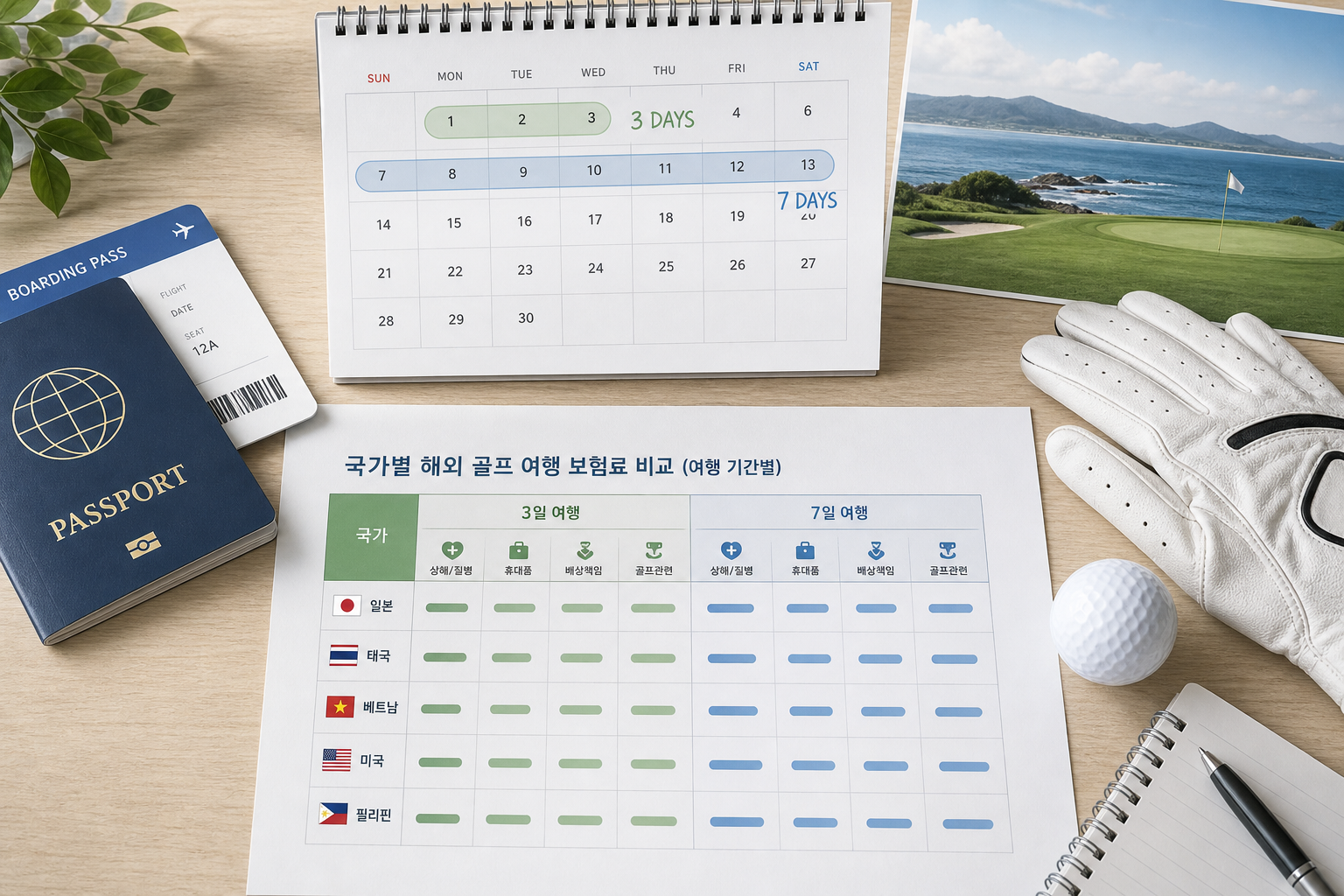 해외골프보험료 비교 — 국가·기간별로 달라지는 기준